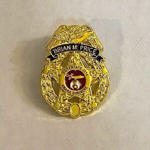 Shriners Potentate 2014 Amra Brian Price Gold Tone Badge Lapel Pin